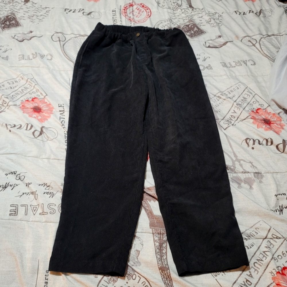 Woman Within Women's Plus Size Elastic Waist Mockfly Straight-Leg Corduroy Pant